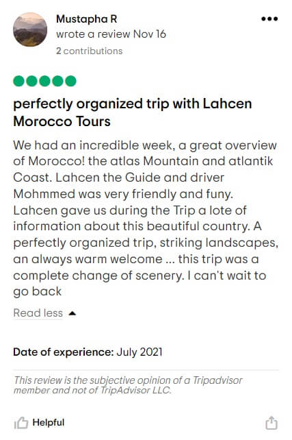 Lahcen Morocco Tours Tripadvisor review - Mustapha R