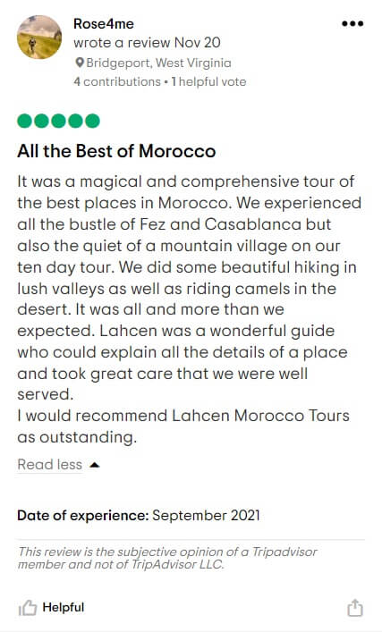 Lahcen Morocco Tours Tripadvisor review - Rose4me