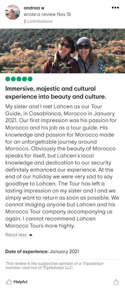 Lahcen Morocco Tours Tripadvisor review - andrea w